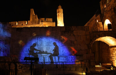 517. Tour of repentance Laser show on the tower of david